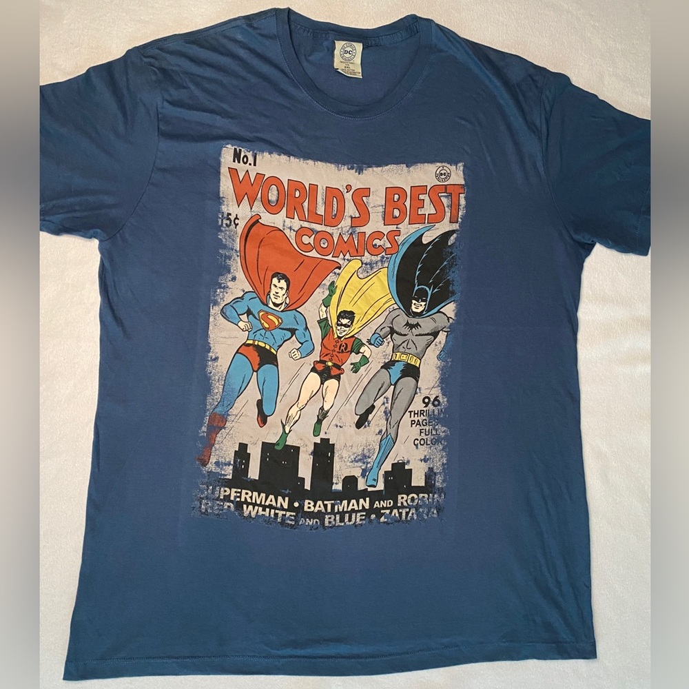 DC Comics Superman, Batman Men’s 2X Blue T-shirt